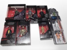 Nine Hasbro Star Wars The Black Series figures, boxed.