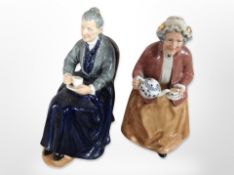 Two Royal Doulton figures 'The Cup of Tea' HN 2322 and 'Teatime' HN 2255.