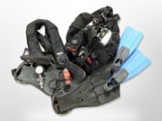 A collection of scuba diving gear.