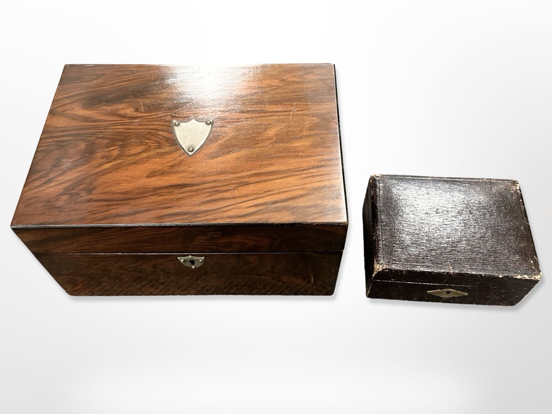 A Victorian rosewood jewellery box and a further jewellery box containing costume jewellery and - Image 2 of 2