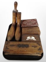 An Arts and Crafts oak glove box,