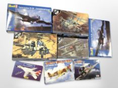 Eight Revell, Academy and other modelling kits, all military aircraft.