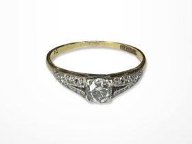 An 18ct gold and platinum diamond ring, size P CONDITION REPORT: 2.