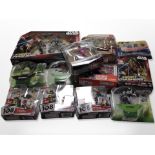 A box of Bandai, Hasbro and other figures including Star Wars, Ben 10, Fortnite, etc.
