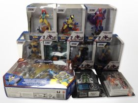 Seven Zoteki figures including X-Men, Avengers, two Hasbro Star Wars The Black Series figures,