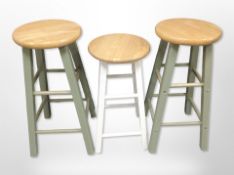 A pair of pine bar stools,