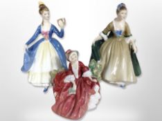 Three Royal Doulton figures, 'Lydia' HN 1908, 'Elegance' HN 2264 and 'Leading Lady' HN 2269.