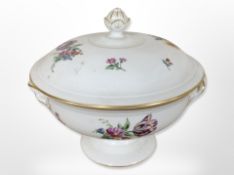 A large Royal Copenhagen hand-painted and gilt porcelain twin-handled tureen, height 24cm.