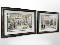 After Louis Wain (1860-1939) : 'The Good Puss' and 'The Naughty Puss', a pair of colour lithographs,
