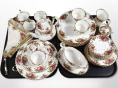 Approximately 32 pieces of Royal Albert Old Country Roses tea and dinner china,
