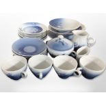 Approximately 23 pieces of Bing and Grøndahl blue and white tea china.