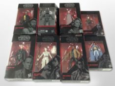 Eight Hasbro Star Wars the Black Series figures, boxed.