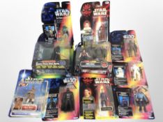 10 Hasbro and Kenner Star Wars figurines, boxed.