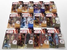 12 Hasbro Star Wars The Force Awakens figures, boxed.