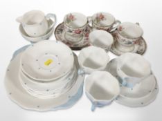 16 pieces of Queen Anne polka dot-patterned tea china,