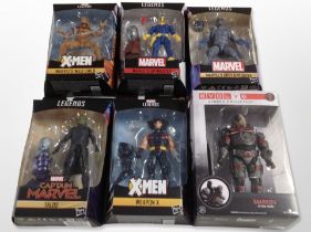 Five Hasbro Legends Series Marvel and X-Men figures,