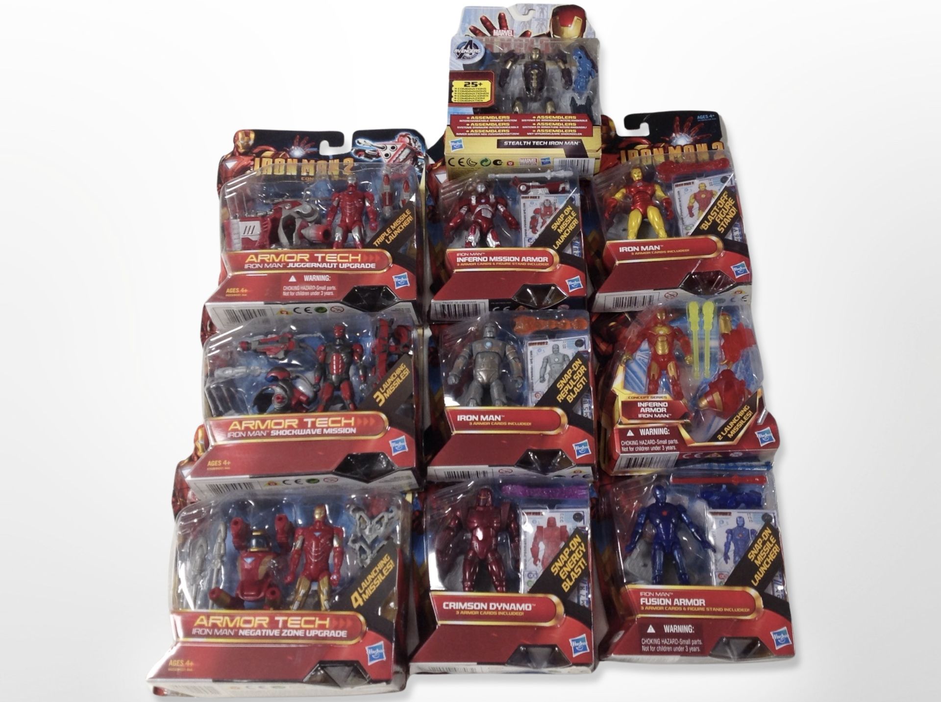 10 Hasbro Iron Man figures, boxed.