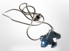 A crystal Radley dog pendant on silver chain, pendant 2.5cm long.