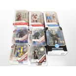 A group of Disney and DC Collectibles figures including X-Men, Superman, etc., boxed.