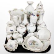 19 pieces of Aynsley cabinet porcelain including Wild Tudor and Cottage Garden patterns.