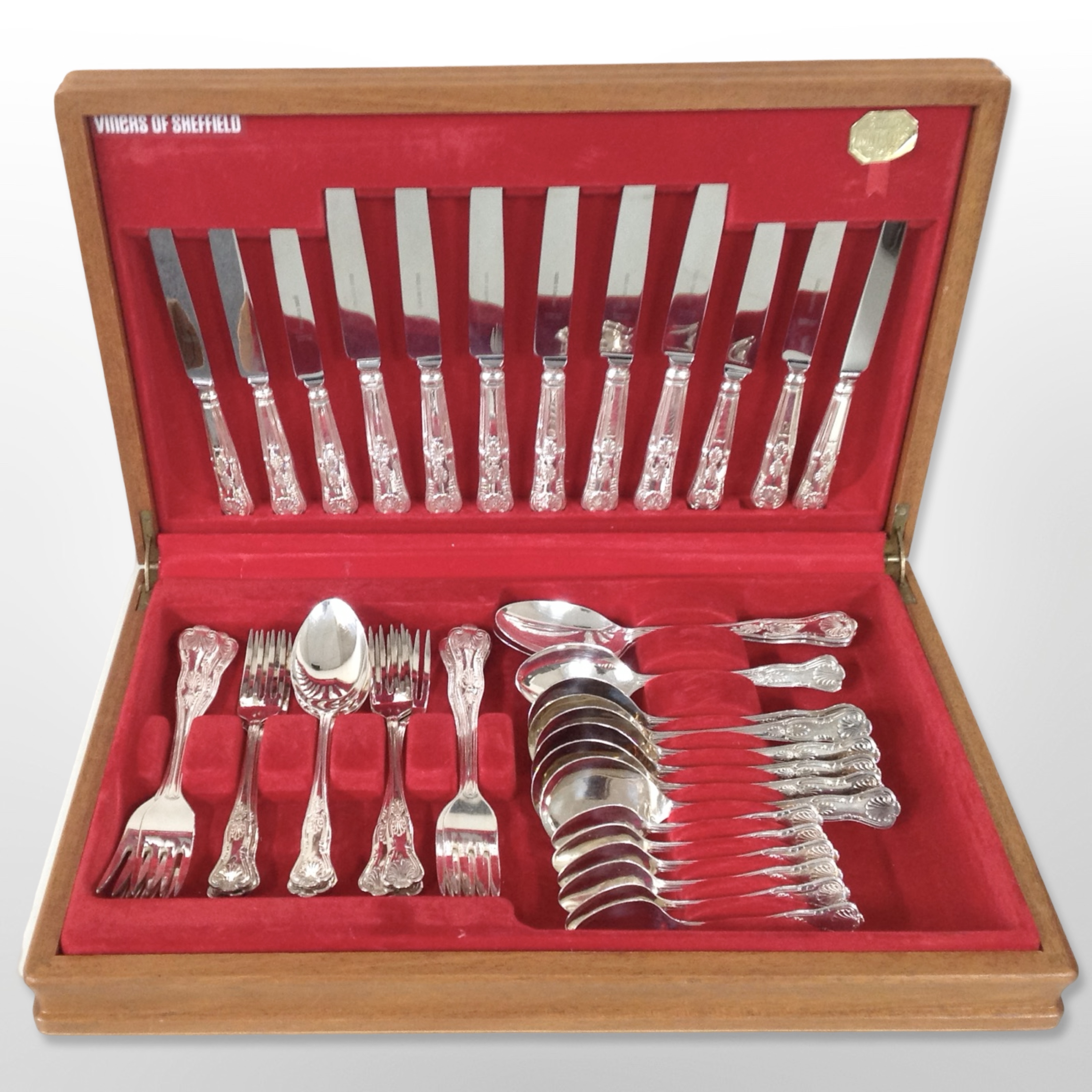 A teak-cased canteen of Viners EPNS cutlery.