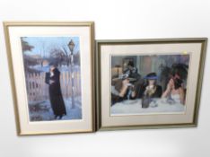 Susan Kuznitsky : A woman in a winter coat, limited edition colour print,