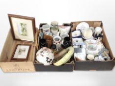 A group of ceramics including Mason's lidded ginger jar, Maling lustre wall pocket,