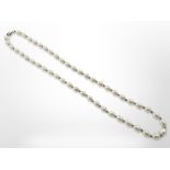 A cultured pearl necklace with 9ct gold clasp and beads, length 40 cm.