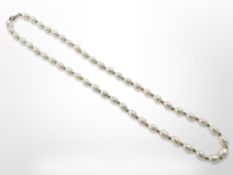 A cultured pearl necklace with 9ct gold clasp and beads, length 40 cm.