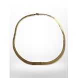 A 9ct yellow gold Italian flat link necklace, length 42 cm. CONDITION REPORT: 7g.