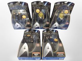 Five Playmates Star Trek figurines, boxed.
