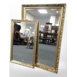 Two contemporary gilt-framed mirrors, largest 96cm x 65cm.