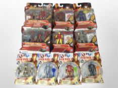 10 Hasbro Iron Man 2 and Iron Man 3 figurines, boxed.