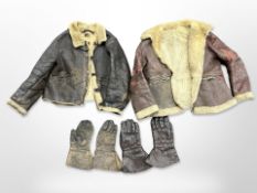 A vintage American US Air Force leather and sheepskin-lined flying or 'bomber' jacket, size small,