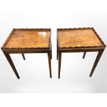 A pair of reproduction mahogany lamp tables,