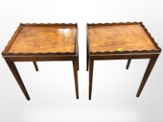 A pair of reproduction mahogany lamp tables,