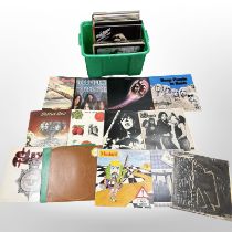 A collection of vinyl LP records including Deep Purple, Suzi Quatro, Dire Straits,