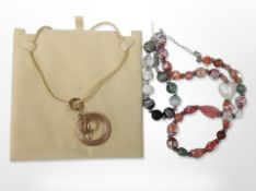 An Antika Murrina Italian necklace, a Murano handmade glass bead necklace, and a further bracelet.