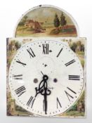 A 19th-century painted longcase clock dial with later battery movement.