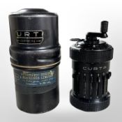 A Curta calculator Type 1, manufactured by Contina AG Mauren, Switzerland, serial number 59032,