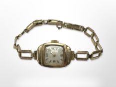 A lady's 9ct gold wristwatch on 9ct gold bracelet CONDITION REPORT: 8.