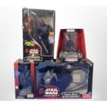 Four Hasbro Star Wars Episode I figurines, boxed.