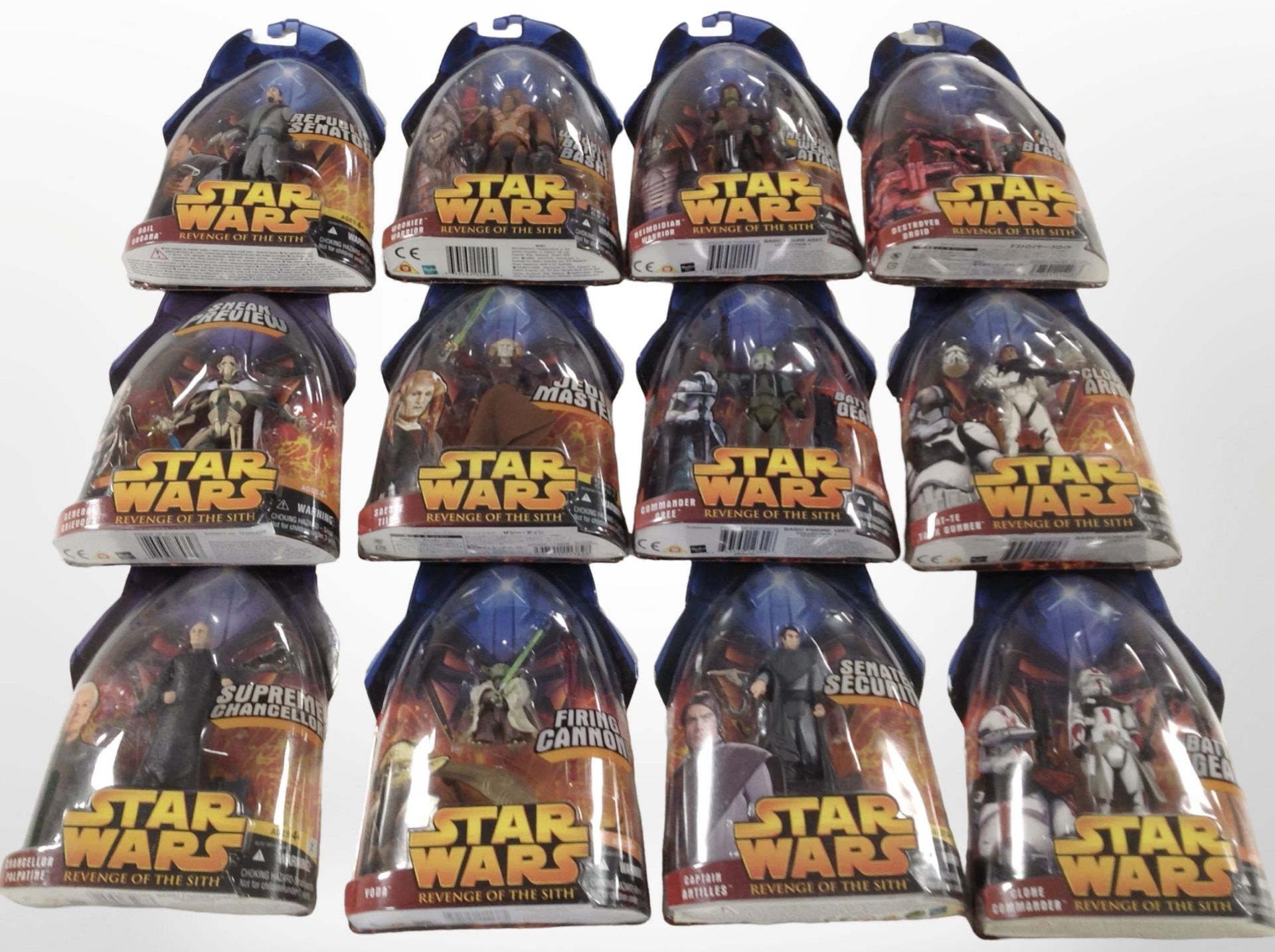 12 Hasbro Star Wars Revenge of the Sith figurines, boxed.