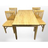 A contemporary pine kitchen table,