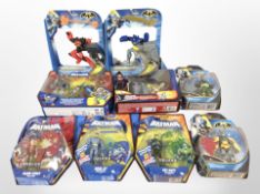 Nine Mattel Batman and Superman figurines, boxed.