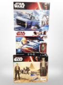 Three Hasbro Disney Star Wars models, Resistance A-Wing Fighter,