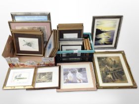A collection of pictures and prints, 19th-century hand-coloured engravings, botanical prints, etc.