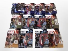 12 Hasbro Star Wars The Force Awakens and Rogue One figurines, boxed.