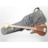 A Tanglewood Warrior II bass guitar with soft carry bag.