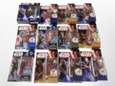 12 Hasbro Star Wars The Force Awakens and Rogue One figurines, boxed.